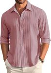 CB-COLEBROOK Men's Casual Button Down Shirts Long Sleeve Linen Shirt Fashion Textured Beach Summer Shirt (XX-Large, MAUVE)