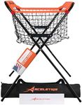 ACELETIQS Baseball Softball Portable Batting Practice Ball Caddy, Use During Training and Drills, Save Your Back No More Bending, Holds up to 60 Baseballs, Instant Setup (4 Leg)