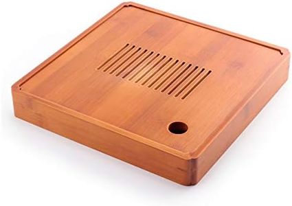 Square Mini Bamboo Chinese Tea Tray - Japanese Tea Serving Tray, Small Gongfu Tea Table Set with Reservoir Type Water Storage Box