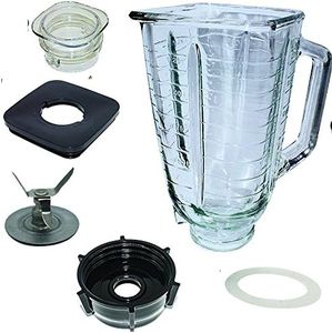 5 Cup Square Top Glass Jar Assembly With Blade, Gasket, Base, Lid，Compatible with Oster Classic Series Blender and Osterizer blender