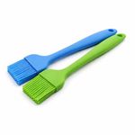 Sakoraware Heat Resistant Food Grade Basting Silicone Baking Oil Ghee Brush (Set of 2 8.5inch Each) for Roti Nonstick Cookware Bakeware Tools Cake Pastry Barbecue Cooking Dosa Tawa Assorted Color
