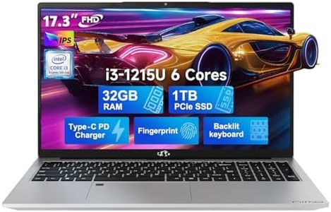 NIMO 17.3 FHD IPS Business Laptop, 6 cores 12th Intel i3-1215U(up to 3.4 GHz), 32GB RAM, 1TB SSD, 65W Type C, Backlit Keyboard, Fingerprint, 2 Years Warranty, WiFi 6, Win 11