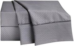 Clara Clark 1800 Collection Embossed Checkerboard Design 3-Piece Bed Sheet Set, Twin, Gray