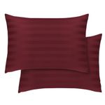 Hafaa Pillow cases 2 Pack - Burgundy Stripe Pillow Cases Standard Size Pillow Protectors with Envelope Closure Soft & Comfortable Bed Pillows Cover