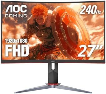 AOC C27G2Z 27" Curved Frameless Ultra-Fast Gaming Monitor, FHD 1080p, 0.5ms 240Hz, FreeSync, HDMI/DP/VGA, Height Adjustable, 3-Year Zero Dead Pixel Guarantee, Black, 27" FHD Curved