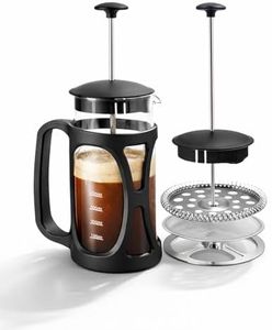 Wonderchef French Press Coffee & Tea Maker, 4-level Filtration System for Hot Brews, 600ml Capacity, Borosilicate Glass Container, Stainless-steel Mesh, Coffee Maker for Home & Kitchen, 2-Yr Warranty