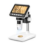 GlobalCrown Digital Microscope Camera for Kids/Adults,50-1000X Magnification Microscopes with 8 Adjustable LED Light, 4.3 Inch Screen Compound Microscope Soldering Magnifier,Windows/Mac Compatible