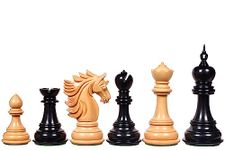 Weighted Sher-E-Punjab Series Handmade Chess Pieces in Ebony Wood / Box Wood - 4.6" King with 2 Extra Queens