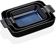 vancasso Series Simo, Baking Dish Set of 3, Stoneware Oven to Table Dish Set with Handle, Rectangular Ceramic Oven Dish/Casserole Dish/Lasagna Dish, Blue