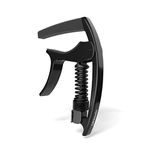 D’Addario Guitar Capo – NS Tri Action - For 6-String Electric and Acoustic Guitars – Micrometer Tension Adjustment for Buzz-Free, In-Tune Performance - Single Hand Use – Integrated Pick Holder - Black