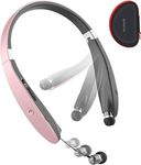 AMORNO Foldable Bluetooth Headphones Wireless Neckband Headset with Retractable Earbuds, Sports Sweatproof Noise Cancelling Stereo Earphones with Mic …