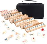 Elanbells 2-6 Players Rummy Cube Board Games Set with 6 Wooden Racks, 160 Tiles, Portable Case and Dice, for Family Friends Games Night Gifts Travel Party Games Sharpens Brain Game