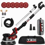 TEH 880W Drywall Sander with Vacuum Attachment, Dustless Wall & Ceiling Sander, LED Light, Telescopic Pole 150–220cm, Variable Speed, Swivel Head, Electric Sanding Machine