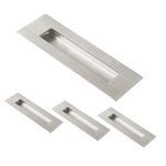 HOMOTEK 4 Pack Flush Pull 6 in Sliding Closet Door Handles Recessed Rectangular Big Handles Bypass Door Handles, Large Size Satin Brushed Stainless Steel Barn Door Finger Pull Set, Free of Sharp Edge