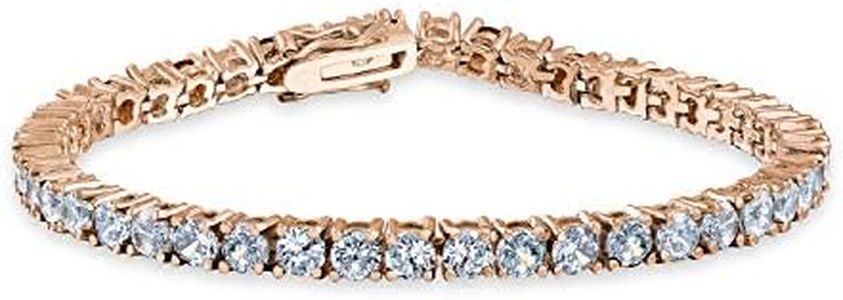 Bling Jewelry Brazalete De Tenis De 12Ctw Con Cesta De Garras Y Solitario Redondo De Circonia Cúbica Aaa Cz Para Novias De Promoción Novias Chapado En Oro Rosa De 7.5 Pulgadas