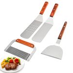 S.B. ANJALI SHALU BHAI 4pcs Barbecue Tool Set BBQ Combination Grill Exclusive Griddle Tools Long Short Spatulas Set Kit with Scraper Spatula