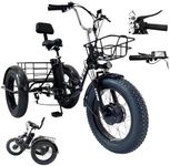 WJSHIPFOR Newly Upgraded 20"x 4.0" Folding Fat Tire Adult Tricycle (7-Speed) Low-Step Through Frame/Large Basket/Adjustable Wider Seat, All Terrain Adult Cruiser Bikes with LCD Display