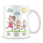 Mummy Mug with 2 Kids - Personalise with Names - Gift for Mums