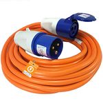 Xtremeauto 10M Extension Lead - Heavy Duty Caravan Hook Up Cable, 240V 16amp Cable Lead Camping Extension Lead High Vis Orange Mains Power Lead Cable - Perfect For Campervan & Motorhome (10M)