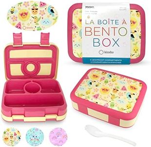 kinsho Bento Lunch Box for Kids Toddlers Girls, 4 Portion Sections Secure Lid, Microwave Safe BPA Free Removable Tray, Pre-School Kid Daycare Lunches Snack Container Ages 3 to 5, Cute Summer