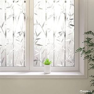 Frosted Window Glass Film, Bamboo Privacy Window Clings, Stained Decorative Window Decals, Static Clings No-Glue Removable Window Sticker for Home (17.5 x 78.7 inch)