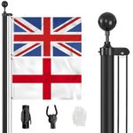 ZMTECH 20FT Sectional Black Flag Pole Kit for Outside, 6m Aluminium Garden Flag Pole Stand with 2 Flags, Rope and Clips for Festival, Yard, House, Residential and Commercial Use (Black)