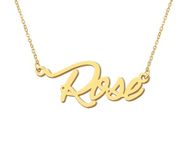 18k Gold Plated Rose Name Necklace Initial Pendant Charm Stainless Steel Jewelry for Womens Moms