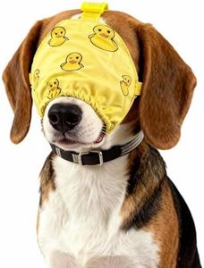 NACOCO Dog Calming Cap Eye Mask Ducks Nylon Shading Pet Anxiety Mask Muzzle for Grooming Anti Car Sickness (Yellow, L)