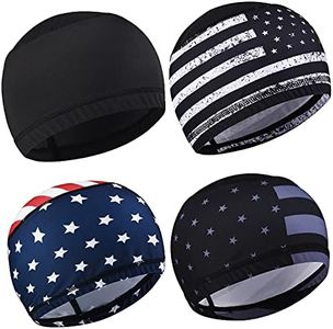 vidsel 4Pcs Hard Hat Liner Cooling Skull Cap, Sweat Wicking Running Hats Helmet Liner, Head Cap Beanie Cycling Caps Under Helmet Caps for Women and Men