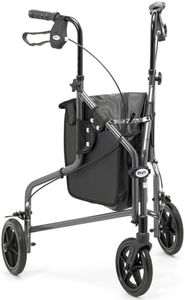 Days Lightweight Tri Wheel Walker Rollator – Aluminium Mobility Walker with Adjustable Height and Brakes – Foldable Walking Frame with Carry Bag – Mobility Aid for Elderly – Quartz