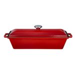 Lava Cookware Signature Enameled Cast-Iron Bread/Terrine Pot, 3x10", Cayenne Red