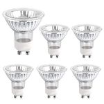 GU10 Halogen Spotlight Bulbs 35W 230V 2700K Warn White Dimmable, 380LM MR16 Spotlight Bulbs 2 Pin, Downlight GU10 Halogen Bulb for Cabinet Lighting, Recessed Lighting, Exhibition Lighting, Pack of 6