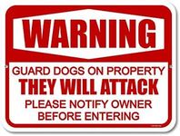 Honey Dew Gifts, Warning Guard Dogs on Property, Aluminum Beware of Dog No Trespassing Sign, 9 Inch by 12 Inch, Yard Sign, HDG-1184