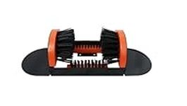 Zeluga 26-387 Portable Hardwood Construction and Metal Frame Boot Scraper and Scrubber, Black/Orange