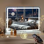 Umeiga Hollywood Makeup Mirror with Bluetooth, 80x55cm Large Makeup Hollywood Mirror with Lights, Lighted Vanity Makeup Tabletop Mirror White with 10X Magnifier Mirror Touch Screen