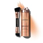 LUMINESS Airbrush Spray Silk Foundation & Buffing Brush Kit - Medium - Foundation & Dual-Sided Angled Buffing Brush - Medium, Buildable Coverage, Anti-Aging Formula Hydrates & Moisturizes