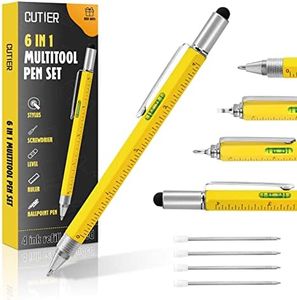 Cool Pen Gifts for Men, Cutier 6-in-1 Multi Tool Tech Pen Gadgets Tools for Men, Personalized or Him, Funny Christmas, Father's Day Valentines or Birthdays Gifts (Yellow)