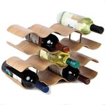 Lily's Home Countertop Wave Wine Rack, Wood, Elegant and Modern, Table Top Wine Storage (Oak, 14 Bottles)