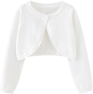 Miipat Cardigan Tricoté Fille Manches Longues Enfant Bouton Simple Bolero Shoulder Jersey Manteau Tricoté Blanc 90 18-24 Mois