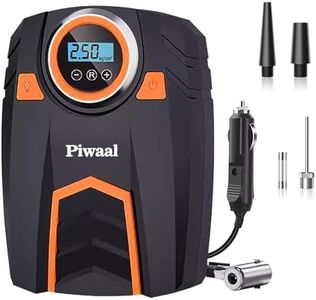Piwaal Portable Air Compressor for Car Digital Auto Tire Pump Air Pump Tire Inflator for Car Tires and Other Inflatables with LED Light 12V DC (Orange)