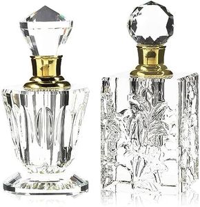 Okuna Outpost Crystal Perfume Bottle Set, Vintage Style (2 Pack)