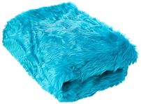 Plain Fun Faux Fur Fabric Material - Turquoise Blue