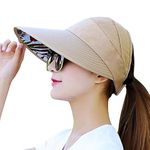 Alexvyan Sun Visor Hats for Women UV Protection Wide Brim Summer Cap for Girls Hat UV Protection Breathable Casual Beach Hat, Sun Protection Cap for Women (Brown).