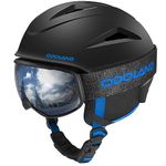 Odoland Ski Helmet, Snowboard Helmet with Ski Goggles for Skiing, Shockproof, Windproof, Safety Snow Sports Helmet and Protective Goggles for Men Women and Youth,Black and Blue, S