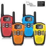 Walkie Talkies Long Range for Kids Adults - DURLK 4 Pack Rechargeable Walkie Talkies, 2 Way Radios 22 Channels with 1200mAh Li-ion Battery, Flashlight Type-C Cable for Toys Gift Outdoor Camping Hiking