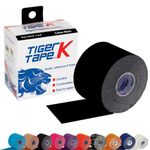 TIGERTAPES - Tiger K Tape Black (5cm x 5m) - Kinesiology Tape Uncut Roll Elastic Therapeutic Muscle Support Tape for Exercise, Sports & Injury Recovery - Water Resistant, Hypoallergenic