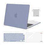 MOSISO Compatible with MacBook Air 13 inch Case 2024 2023 2022 M3 A3113 M2 A2681 Touch ID, Plastic Hard Case&Keyboard Cover&Screen Film&Pouch Compatible with MacBook Air 13.6 inch Case,Lavender Gray