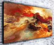 Golden Nebula Panoramic Canvas Wall Art Print Framed XXL 55 inch x 24 inch Over 4.5 ft Wide x 2 ft High Ready to Hang Canvas Print - Landscape Photograph - Modern Art