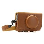 MegaGear MG1175 Canon PowerShot SX740 HS, SX730 HS Ever Ready Leather Camera Case with Strap – Light Brown