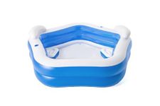 Bestway Family Paddling Pool Inflatable Swimming Pool with Built-in Seats, Family Fun Lounge Pool, Outdoor Garden Pool